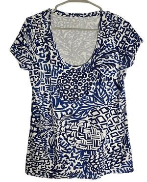 Lilly Pulitzer Pineapple Print Tee Women’s Medium Blue White Modal Preppy Top